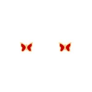 گوشواره پروانه مینایی قرمز - الی گلد گالری