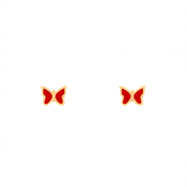 گوشواره پروانه مینایی قرمز - الی گلد گالری