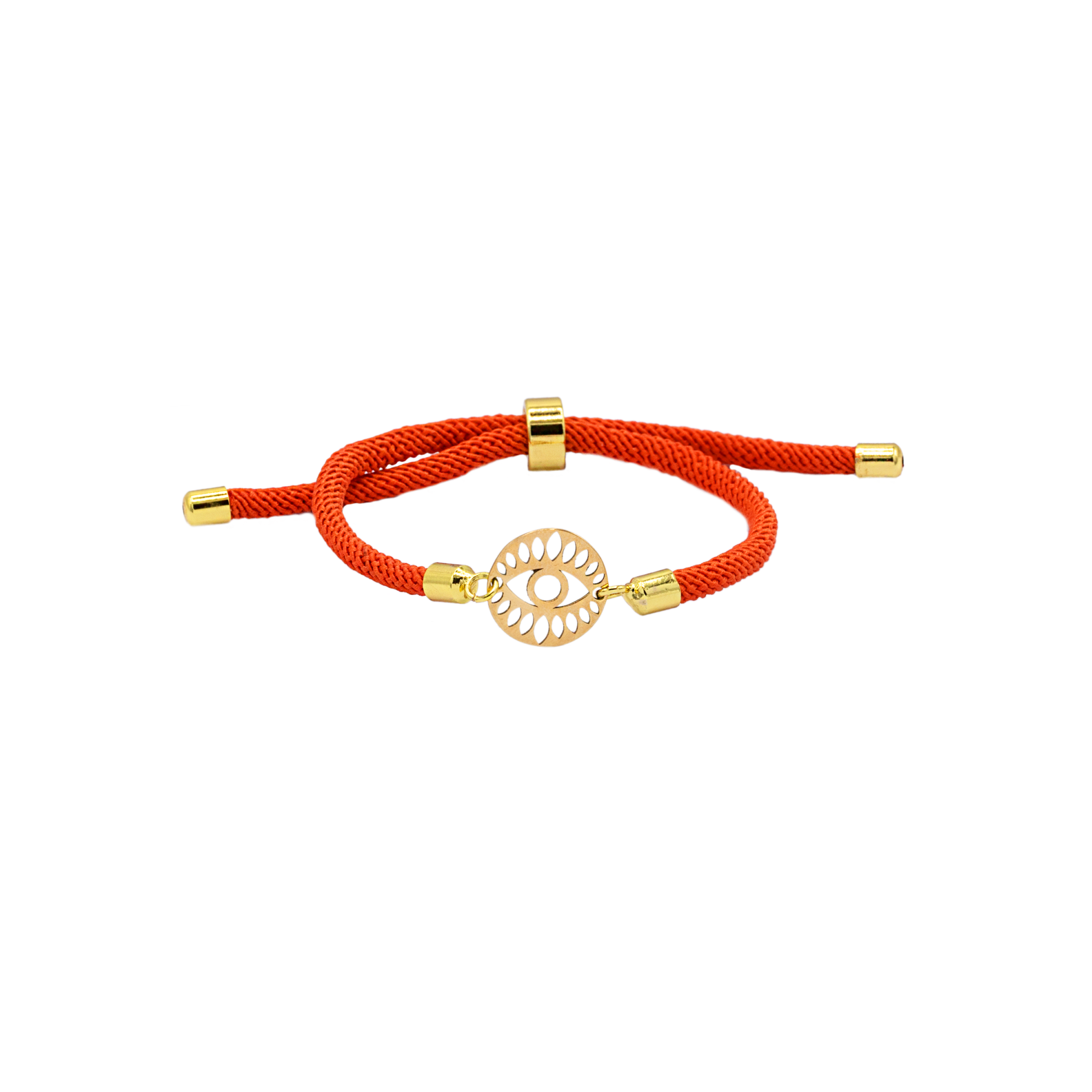 دستبند سکه و چشم و بند طنابی نارنجی - الی گلد گالری