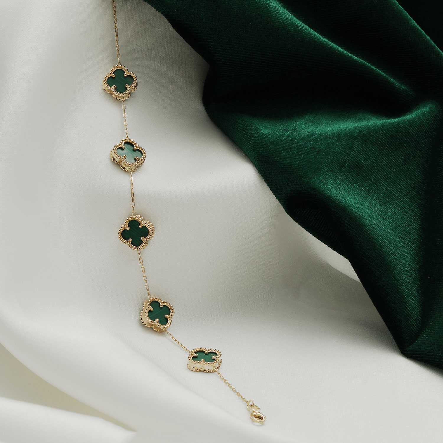 دستبند-طرح--ونکلیف-مالاکیت-پنج-تایی