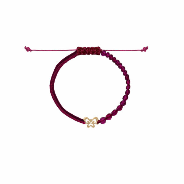 دستبند پروانه دور تو خالی و بافت و سنگ