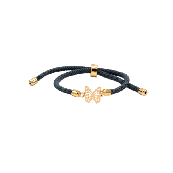 دستبند دو بال پروانه متصل و بند طنابی - الی گلد گالری