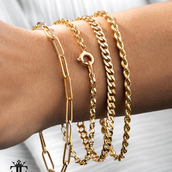 دستبند رولو ظریف قفل گرد - الی گلد گالری