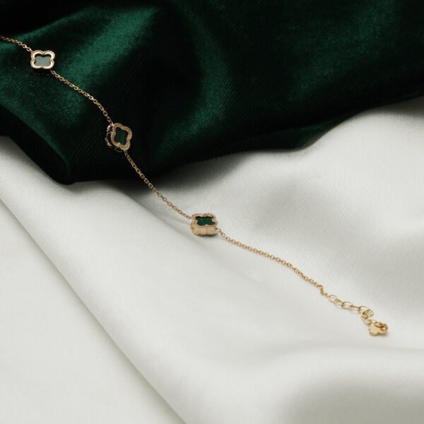 دستبند طرح ونکلیف مالاکیت سه تایی ظریف