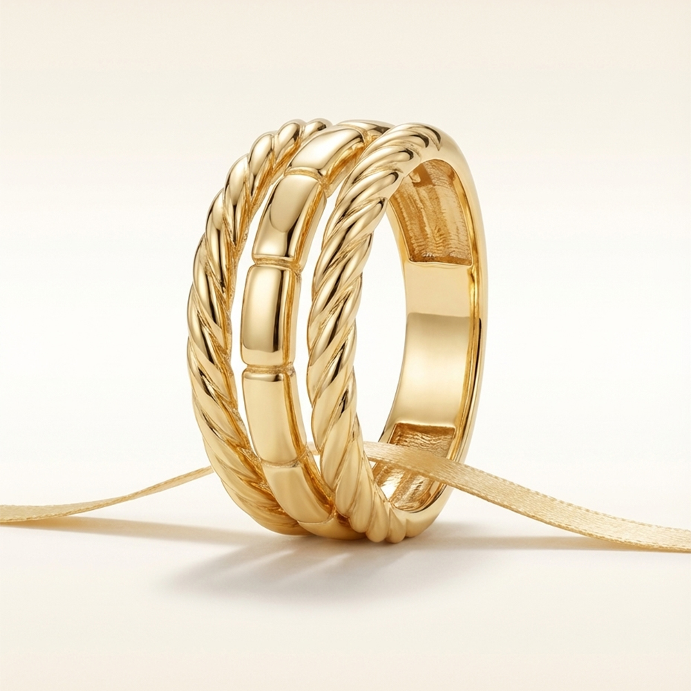 انگشتر-سه-لاین-طنابی-ترکیبی