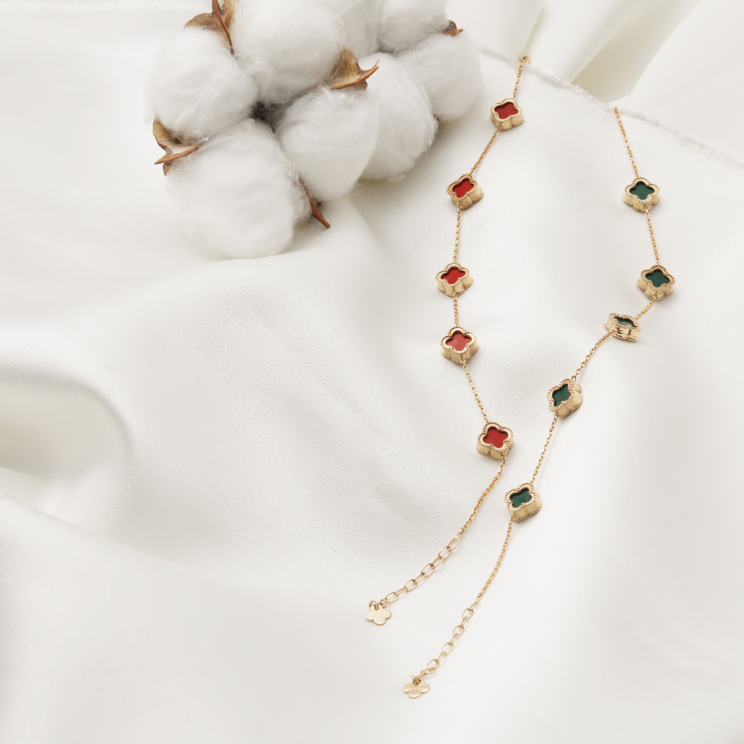 دستبند-طرح-ونکلیف-رد-و-مالاکیت-ظریف-5-تایی