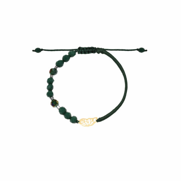 دستبند بال پروانه و بافت و سنگ سبز