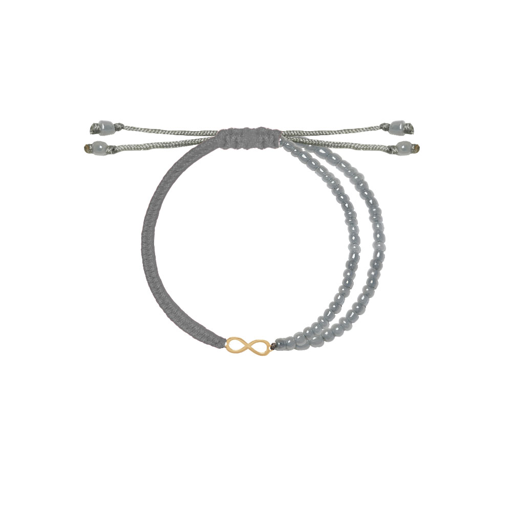 دستبند بی نهایت و بافت و سنگ طوسی دستبند بی نهایت و بافت و سنگ طوسی