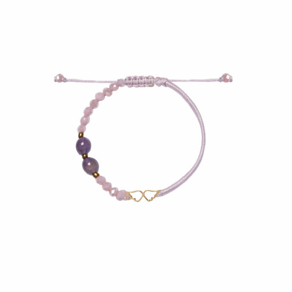 دستبند دو بال و بافت و سنگ یاسی