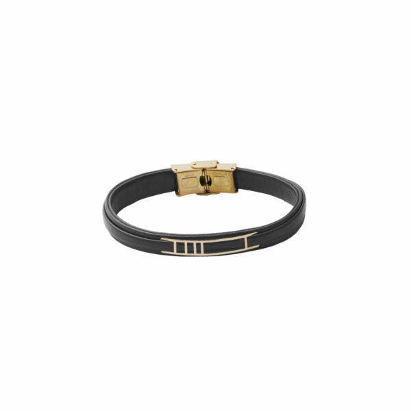 دستبند مستطیل و چهار خط و چرم مردانه خاکستری