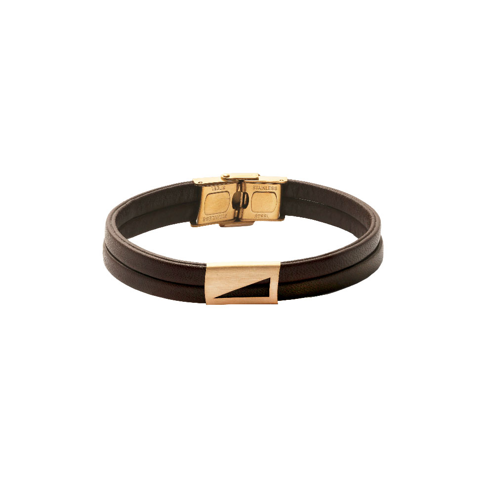 دستبند-چرم-مردانه-مثلث-قهوه-ای-LM800 دستبند مثلث مردانه LM800 قهوه ای