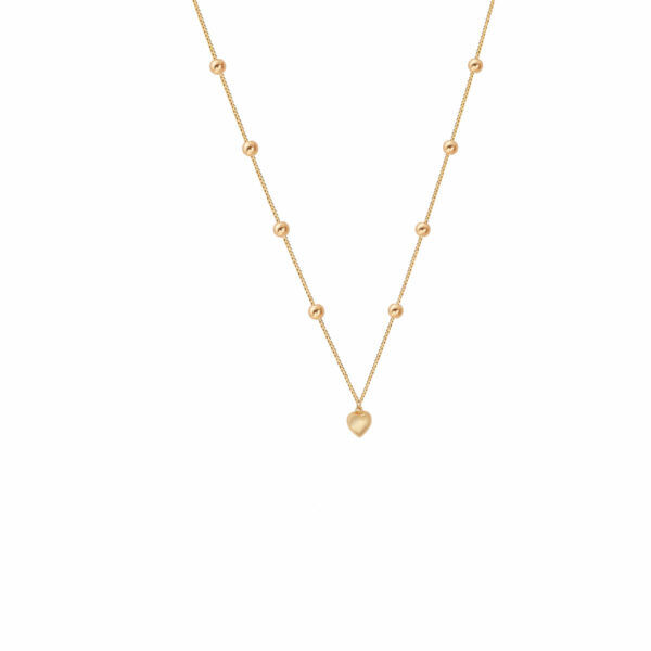 گردنبند تمام گوی و قلب برجسته ظریف