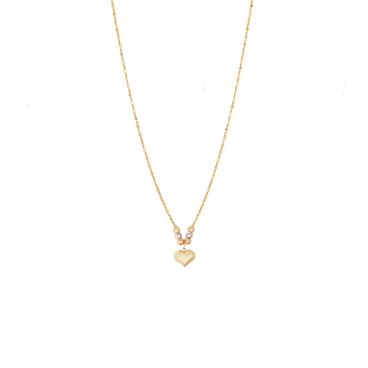 گردنبند قلب برجسته و گوی ظریف گردنبند قلب برجسته و گوی دو رنگ ظریف