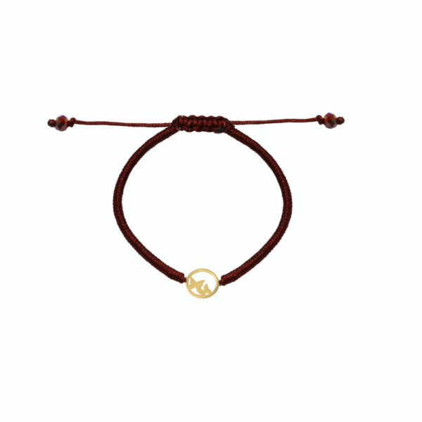 دستبند دایره و دو پروانه با بافت زرشکی