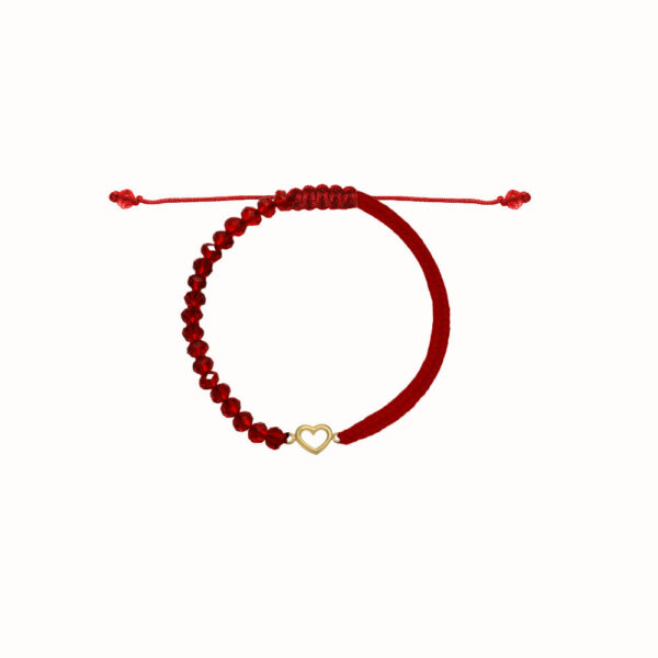 دستبند قلب تو خالی کوچک و بافت سنگ زرشکی