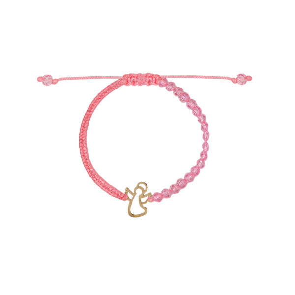 دستبند فرشته بافت و سنگ صورتی