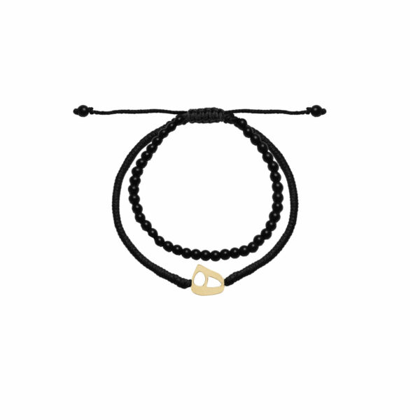 دستبند هـ دو لاین بافت و سنگ مشکی