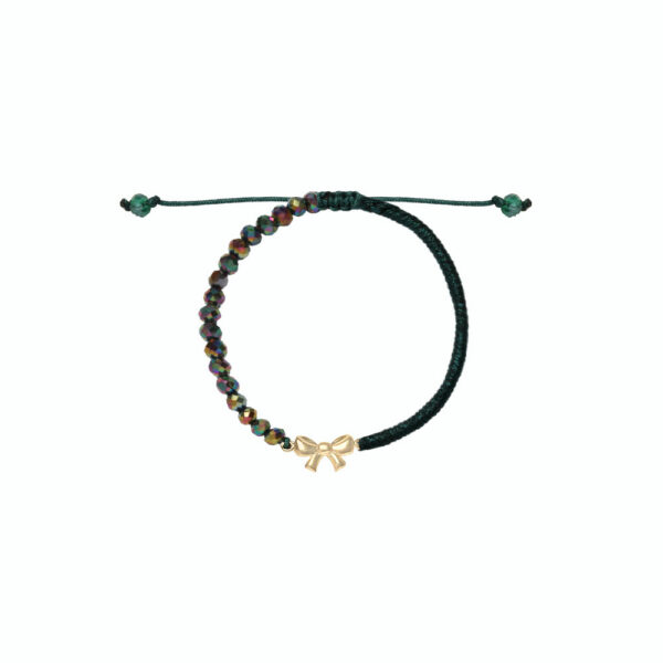 دستبند پاپیون ساده بافت و سنگ سبز