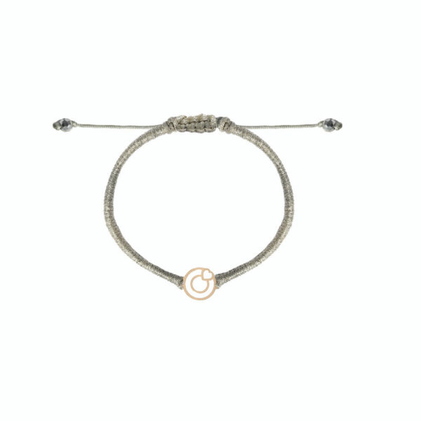 دستبند دو دایره و قلب و بافت نقره ای