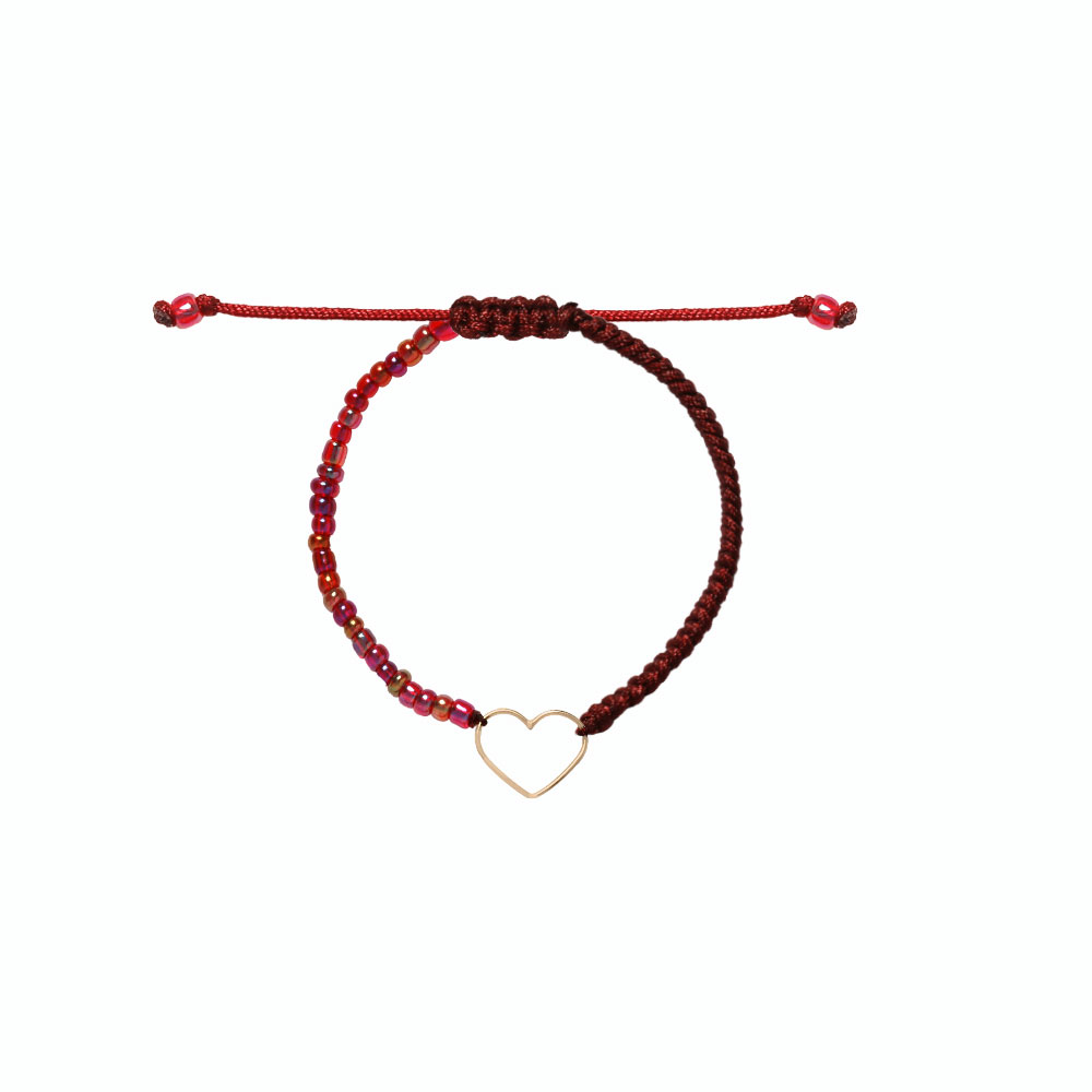 دستبند-بند-طنابی--قلب-مفتولی-2 دستبند قلبی مفتولی 2 و بافت و سنگ زرشکی