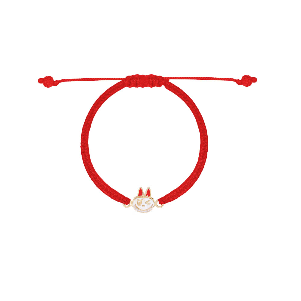 دستبند-طنابی-لبوبو-چشمک-مینایی-قرمز دستبند لبوبو چشمک مینایی قرمز و بافت