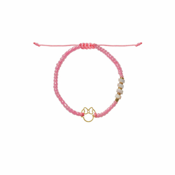 دستبند مینی موس تو خالی و سنگ صورتی