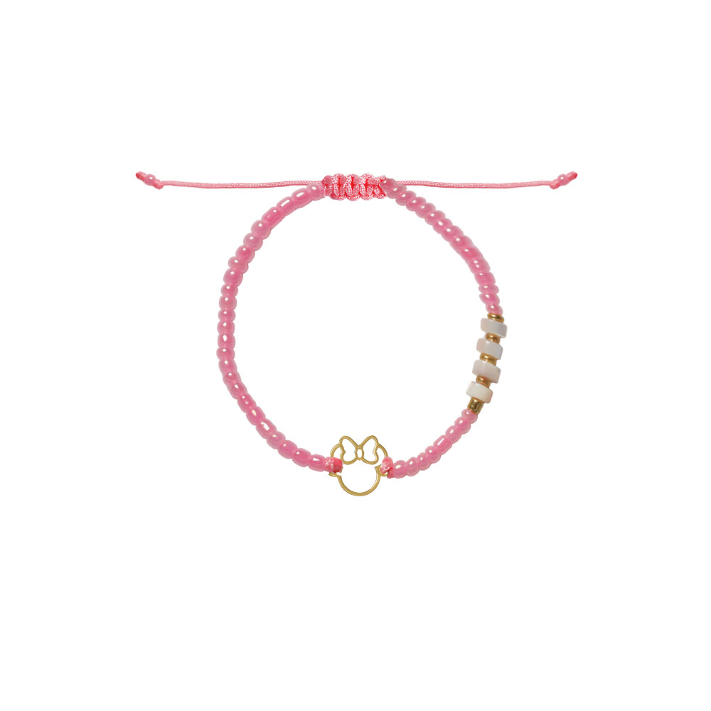 دستبند-مینی-موس-توخالی دستبند مینی موس تو خالی و سنگ صورتی