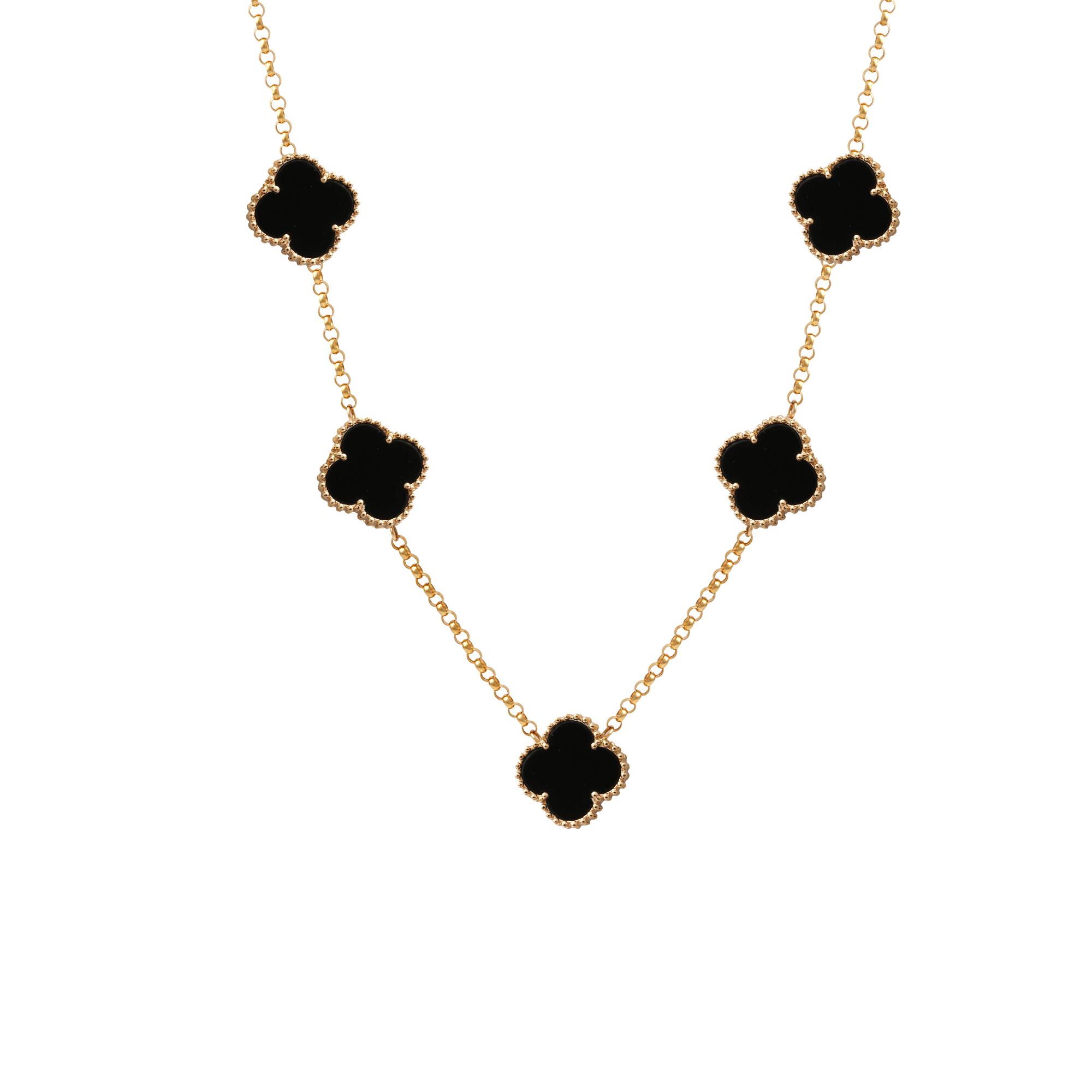 گردنبند-طرح-ونکلیف-سنگ-و-رولو5-تایی-جدید گردنبند طرح ونکلیف سنگ رولو 5 جدید