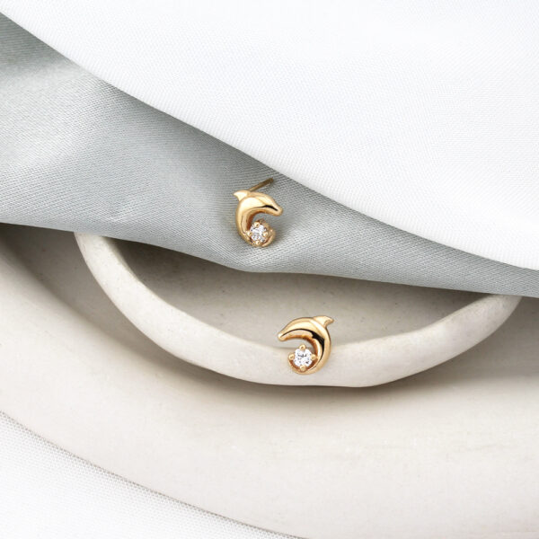 گوشواره دلفین و نگین ظریف