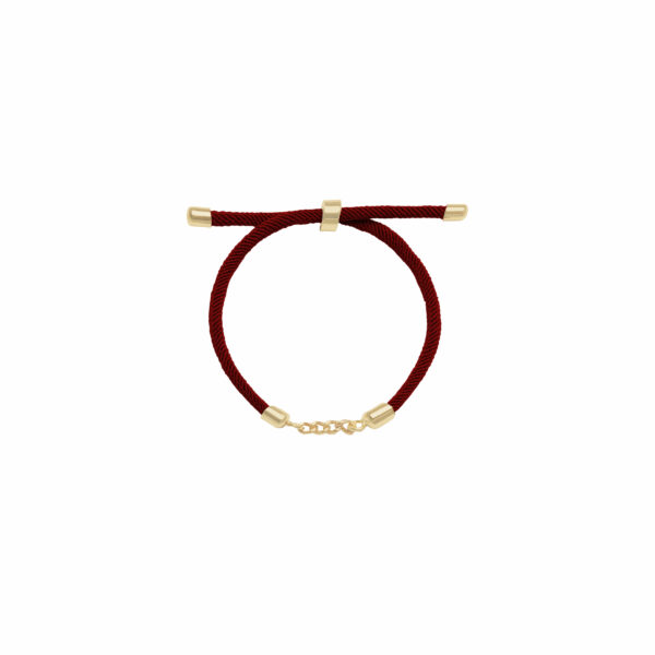 دستبند کارتیه (4 حلقه) و بند طنابی زرشکی