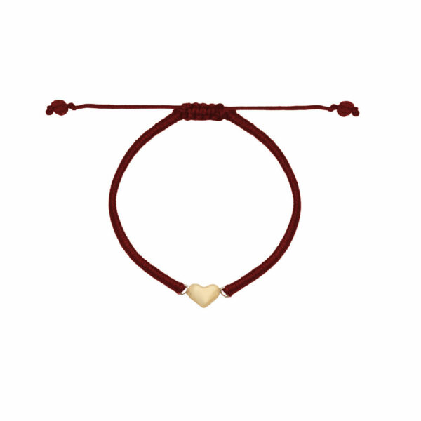 دستبند قلب برجسته و بافت زرشکی