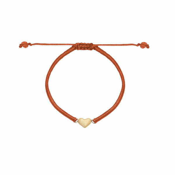 دستبند قلب برجسته و بافت زرشکی