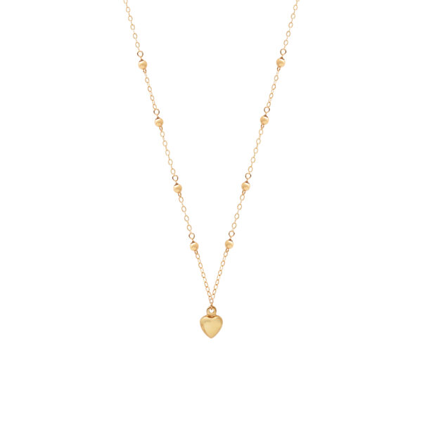 گردنبند تمام گوی و قلب برجسته ظریف