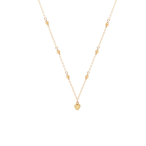 گردنبند تمام گوی و قلب برجسته ظریف