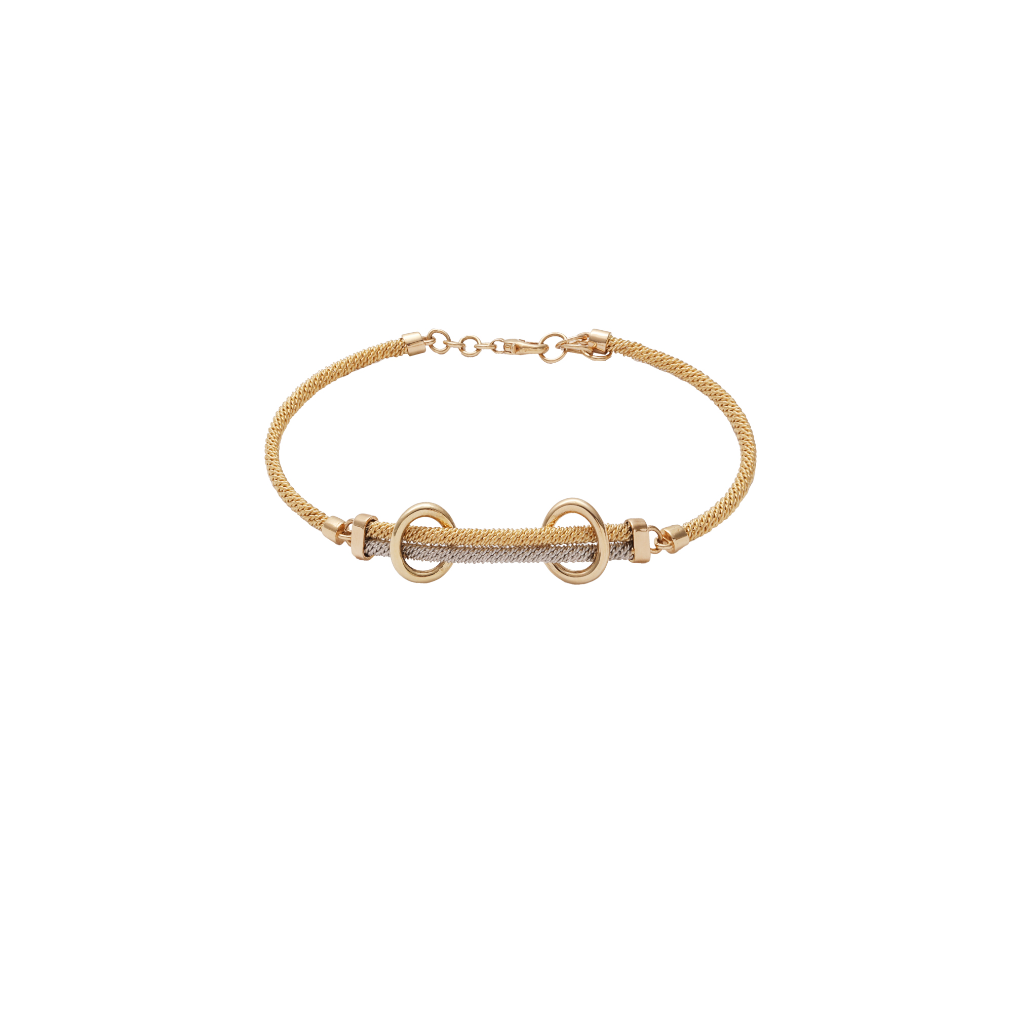 النگو-فرد-نیمه-دولاین-و-دورنگ-و-آرن-طلایی النگو فرد نیمه دو لاین دو رنگ و آرن طلایی