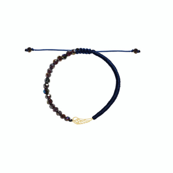 دستبند بال و بافت و سنگ آبی کاربنی