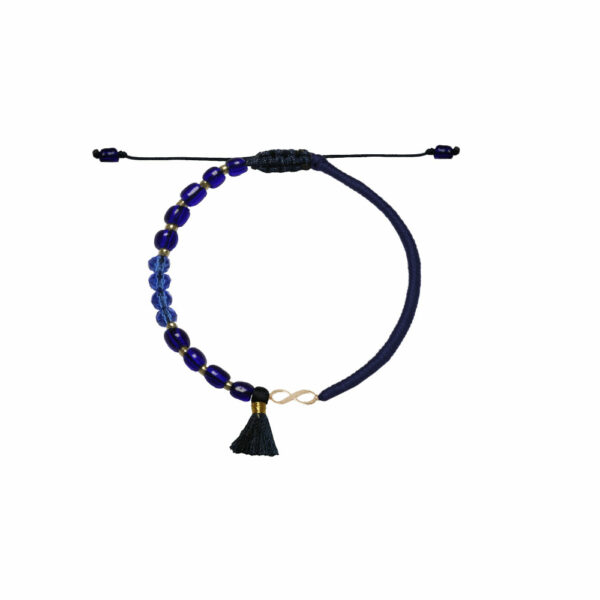 دستبند بینهایت فر دار و بافت و سنگ سرمه ای