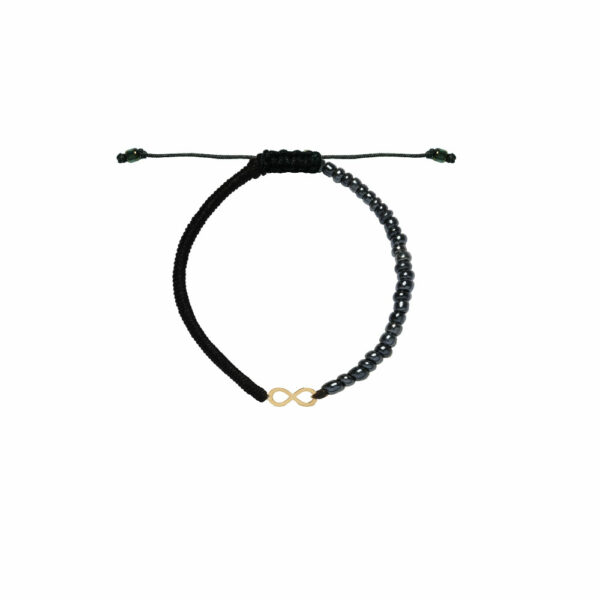 دستبند بی نهایت و بافت و سنگ مشکی