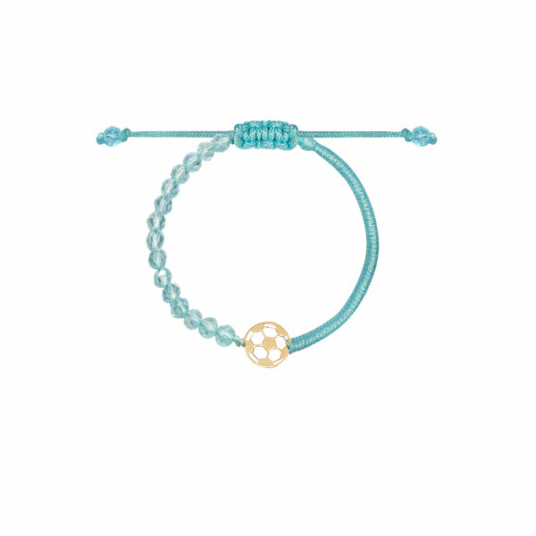 دستبند توپ فوتبال و بافت و سنگ فیروزه ای