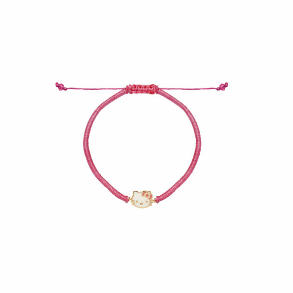 دستبند کیتی مینایی ظریف و بافت صورتی