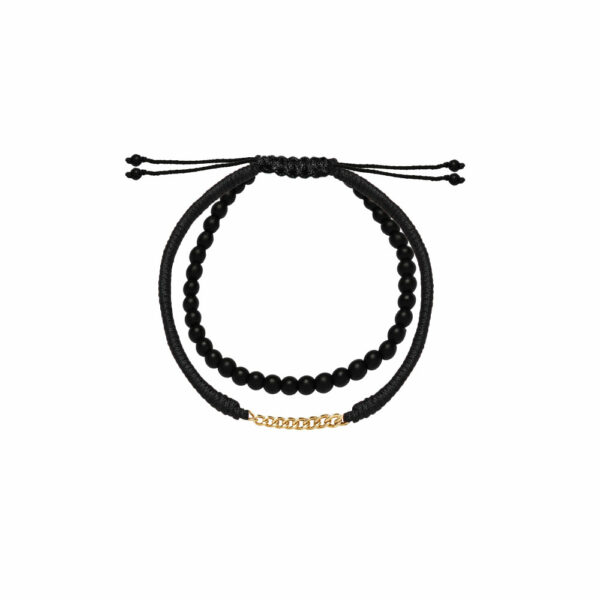 دستبند کارتیه مردانه مشکی و بافت و سنگ