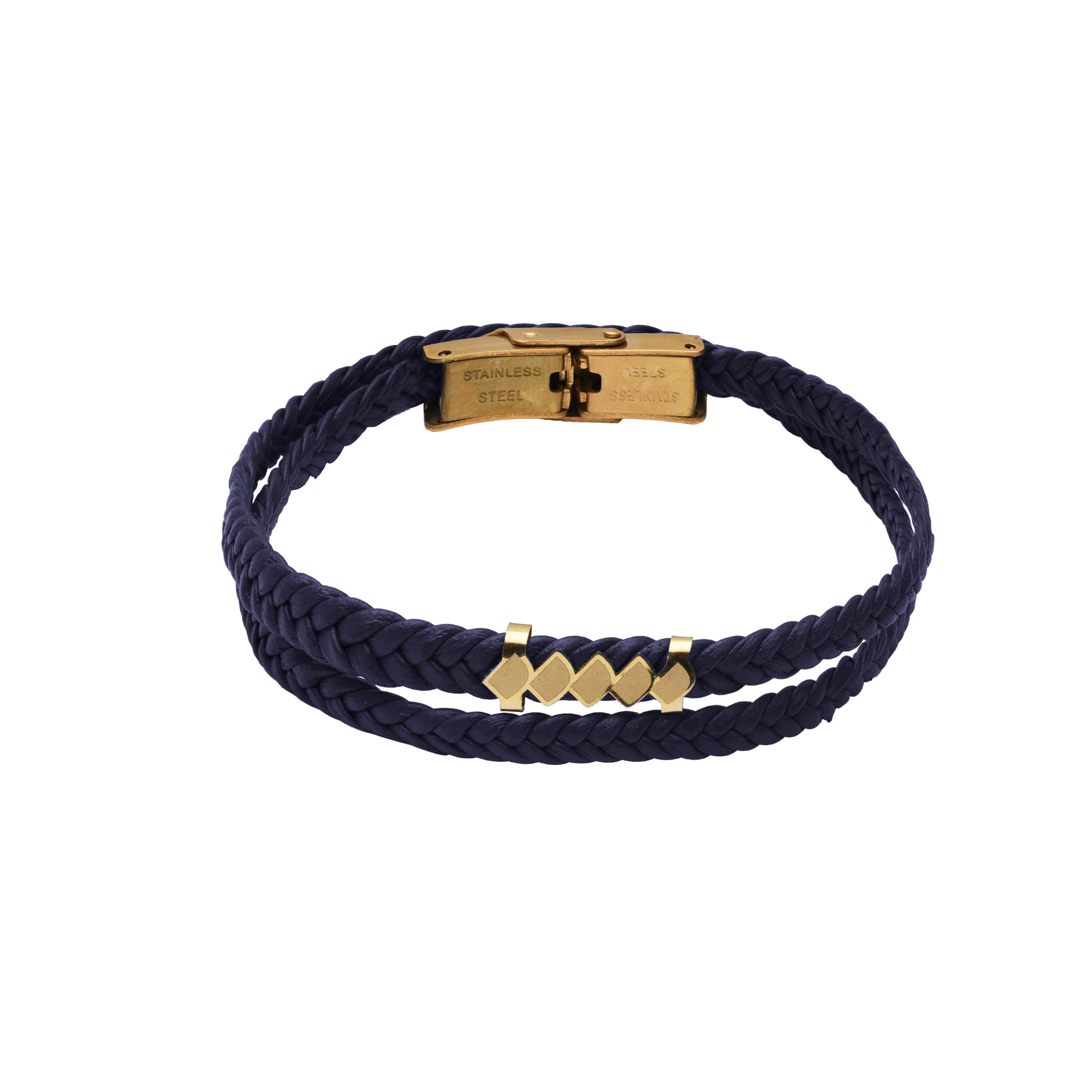 LH76 bracelet and navy leather دستبند LH76 و چرم سورمه ای