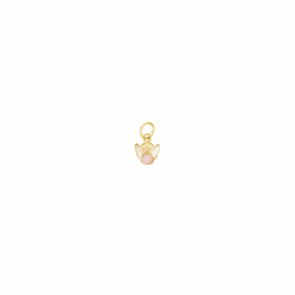 Enamel angel pendant and hoop earring