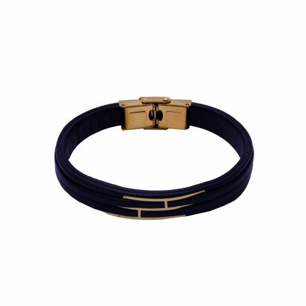 New three-line bracelet and men's navy blue leather