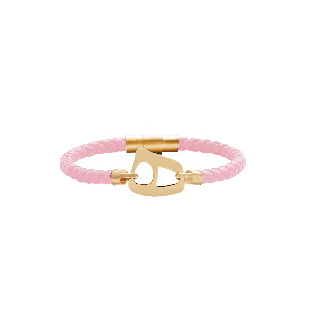 Pink leather and pearl bracelet دستبند هـ نیمانی و چرم صورتی